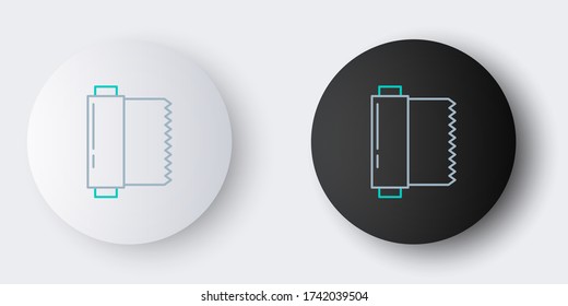Line Textile fabric roll icon isolated on grey background. Roll, mat, rug, cloth, carpet or paper roll icon. Colorful outline concept. Vector