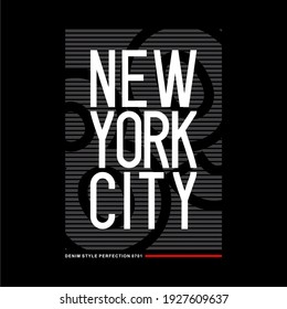 Line texture with cut 89 number, new york city white text, typography for t shirt print.