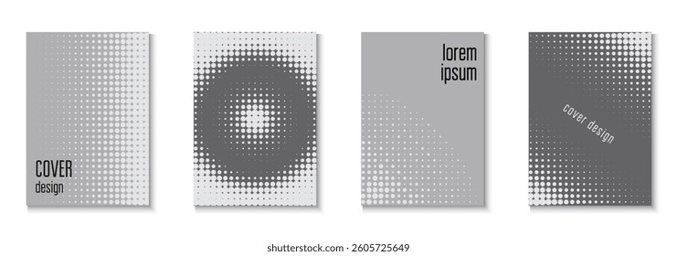 Line Texture Set. Business Cover. Wave Greyscale And Black  Flyer. White Dots Poster. Summer Circles With Modern Art. Linear Shapes In Annual Frame. Grey Line Texture