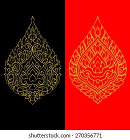 Line thai art pattern design