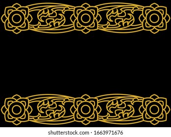 Line Thai art of Thailand. gold vector on black background.