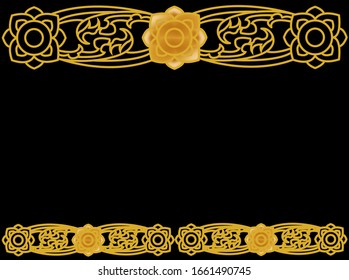 Line Thai art of Thailand.gold vector on black background.