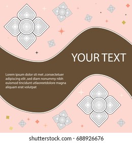 Line Thai art wallpaper vector illustration. pink and brown template, abstract background.Circled element for design.