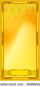 Line thai background golden of light.Thailand pattern traditional gold background and texture have label with wave.golden pattern thai silk