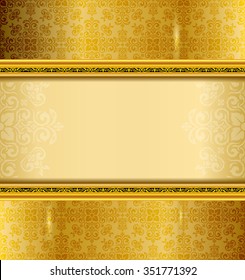 Line thai background golden of light.Thailand pattern traditional gold background and texture have label with wave.golden pattern thai silk style vector design for text background,