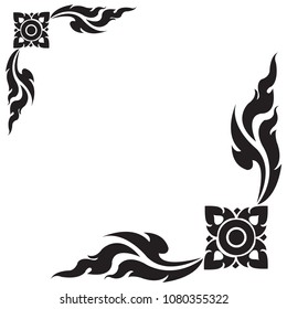 Line Thai Black and white, The Arts of Thailand, Thai pattern background, Vector illustration