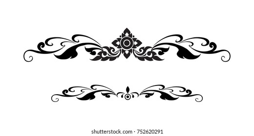 Line Thai Black and white, The Arts of Thailand, Thai pattern background. Vector illustration