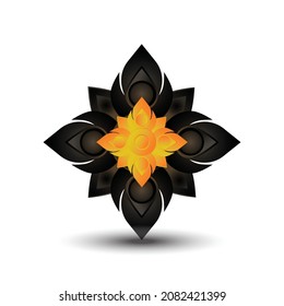 Line Thai, black and yellow blossom, Traditional Thai style pattern , Vector illustration