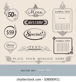 Line Thai designe / can use for menu, tag, banner, concepts for thai arts