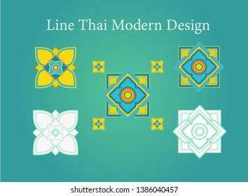 Line thai pattern design coloful decorative 