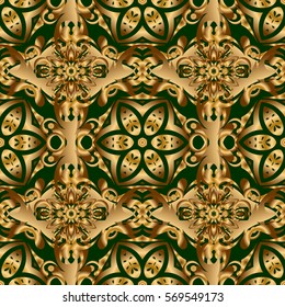 Line thai seamless pattern golden on a green backdrop. Traditional Thailand golden background and texture with grid. Golden pattern thai silk style vector design for print, fabric or textile.
