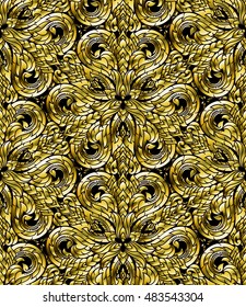 Line Thai seamless pattern, Thai traditional art was modified to be gold tone.
