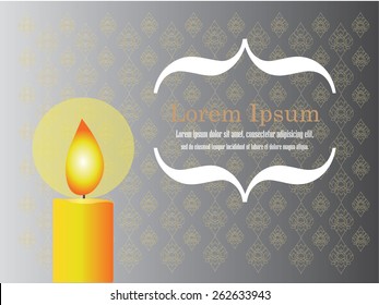 line thai texture with candle and brace.art line thai background.vector illustration