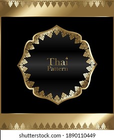 Line Thai traditional art Design Vector. Thai art frame border pattern gold frame. Thai Pattern vector illustration, Line Thai modern. antique greeting card, invitation with lace and floral ornaments.