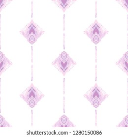 line Thai or Thai traditional ornament design with Boho tribal style petal leaf of lotus flower seamless pattern vector background purple tone color