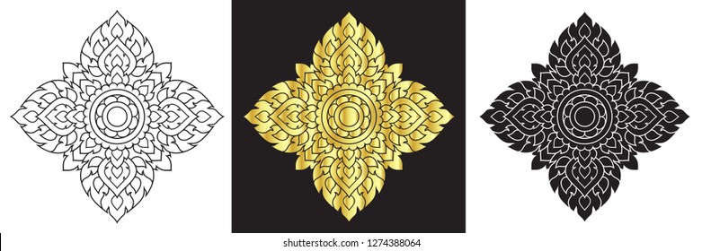 Line thai traditional Thai style pattern vector illustration