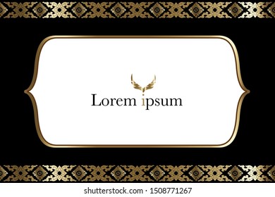 Line thai traditional thai style pattern with copy space, vector illustration.