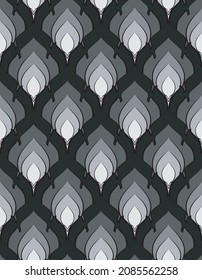 Line thai traditional Thai style pattern vector illustration.Seamless geometric pattern. Geometric simple fashion fabric print. Vector repeating tile texture. Roof tiling or fish squama shapes motif. 