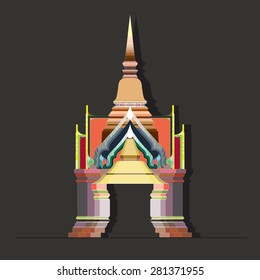 Line Thai vector of Temple