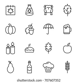 Line Thanksgiving Day Holiday Icons Big Set