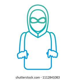  line thief with criminal mask and jacket hood
