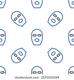 Line Thief mask icon isolated seamless pattern on white background. Bandit mask, criminal man. Colorful outline concept. Vector