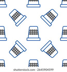 Linha Thimble para ícone de costura padrão sem costura isolado no fundo branco. Conceito de contorno colorido. Vetor