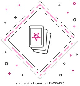 Linha Três ícone de tarot cards isolado no fundo branco. Conjunto oculto mágico de cartas de tarô. Conceito de contorno colorido. Vetor