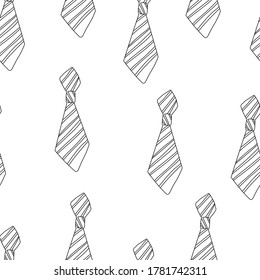 Line Tie icon isolated seamless pattern on white background. Necktie and neckcloth symbol. outline concept. Vector illustration.