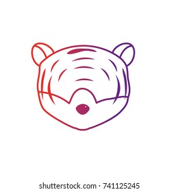 line tiger head wild cute animal