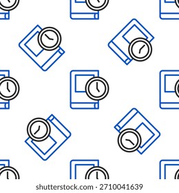 Linha Tempo para ícone de livro isolado padrão perfeito no fundo branco. Conceito de contorno colorido. Vetor