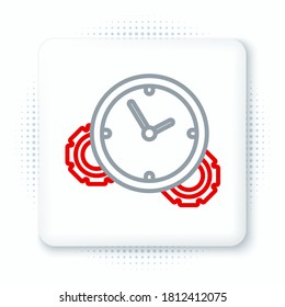 Line Time Management icon isolated on white background. Clock and gear sign. Productivity symbol. Colorful outline concept. Vector