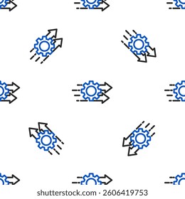 Line Time management icon isolated seamless pattern on white background. Clock and gear sign. Productivity symbol. Colorful outline concept. Vector