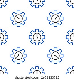 Icono de gestión del tiempo de línea aislado sin patrón sobre fondo blanco. Reloj y señal de marcha. Símbolo de productividad. Concepto de contorno colorido. Vector