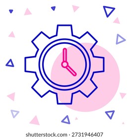 Zeilenzeitmanagement-Symbol einzeln auf weißem Hintergrund. Uhr und Gangschild. Produktivitätssymbol. Farbiges Umrisskonzept Vektorgrafik