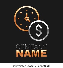 Line Time is money icon isolated on black background. Money is time. Effective time management. Convert time to money. Colorful outline concept. Vector