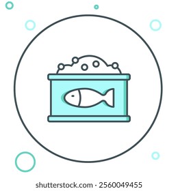Line Tin can with caviar icon isolated on white background. Colorful outline concept. Vector