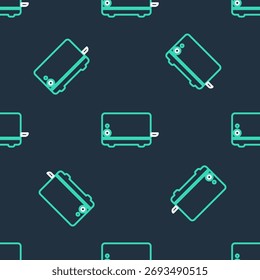 Line Toaster icon isolated seamless pattern on black background.  Vector