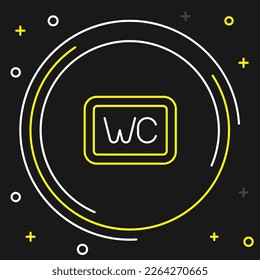 Line Toilet icon isolated on black background. WC sign. Washroom. Colorful outline concept. Vector