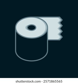 Line Toilet paper roll icon isolated on black background. Flat filled outline style with shadow. Vector