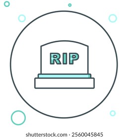 Line Tombstone with RIP written on it icon isolated on white background. Grave icon. Colorful outline concept. Vector