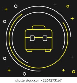 Line Toolbox icon isolated on black background. Tool box sign. Colorful outline concept. Vector