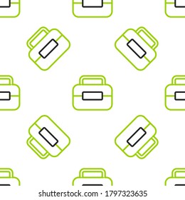 Line Toolbox icon isolated seamless pattern on white background. Tool box sign.  Vector Illustration