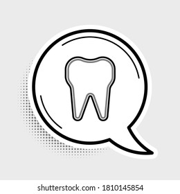 Icono de diente de línea aislado en fondo gris. Símbolo dental para clínica odontológica o centro médico odontológico y paquete de pasta dental. Concepto de esquema colorido. Vector