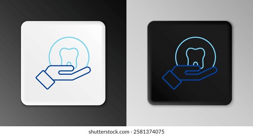 Line Tooth icon isolated on grey background. Tooth symbol for dentistry clinic or dentist medical center and toothpaste package. Colorful outline concept. Vector