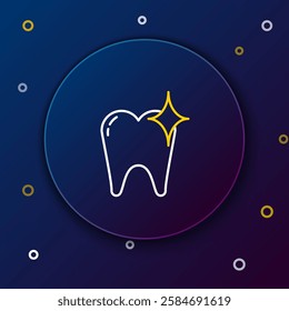 Line Tooth whitening concept icon isolated on blue background. Tooth symbol for dentistry clinic or dentist medical center. Colorful outline concept. Vector