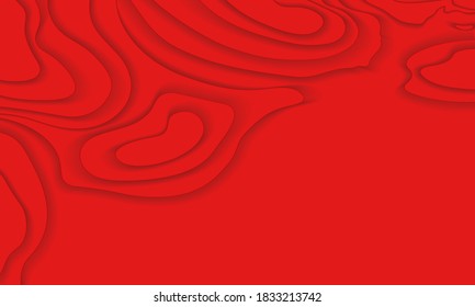 Line of topography. Mountain hiking.Red topographic map concept with space for your copy. 3D Cartography concept background. Map mockup infographics.World map Template. Stock vector illustration