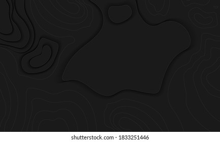 Line of topography. Mountain hiking.Dark topographic map concept with space for your copy. 3D Cartography concept background. Map mockup infographics.World map Template. Stock vector illustration