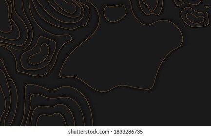 Line of topography. Mountain hiking.Dark topographic map concept with space for your copy. 3D Cartography concept background. Map mockup infographics.World map Template. Stock vector illustration