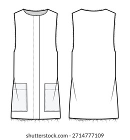 A line tops vector design mockup template technical flat drawing.